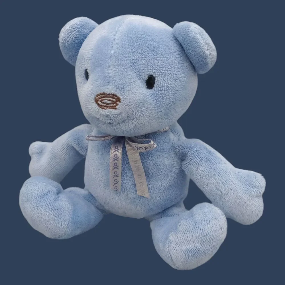 Carter's Classics Baby Blue Teddy Bear Rattle Plush Infant Toy Prestige Toys - Picture 1 of 11
